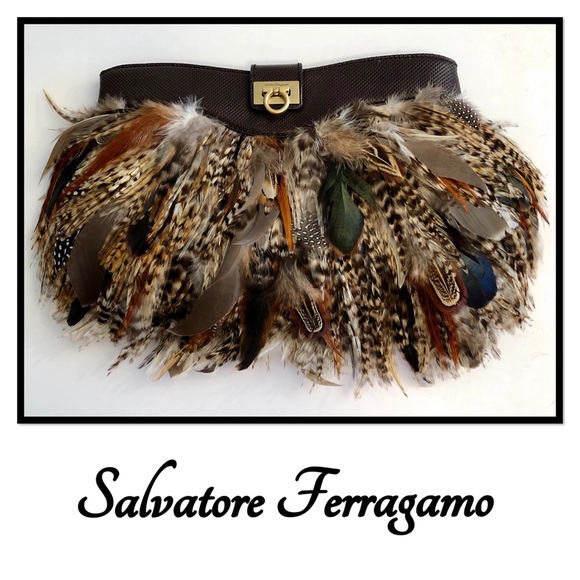 Salvatore Ferragamo Handbags - Salvatore Ferragamo Feathered Clutch